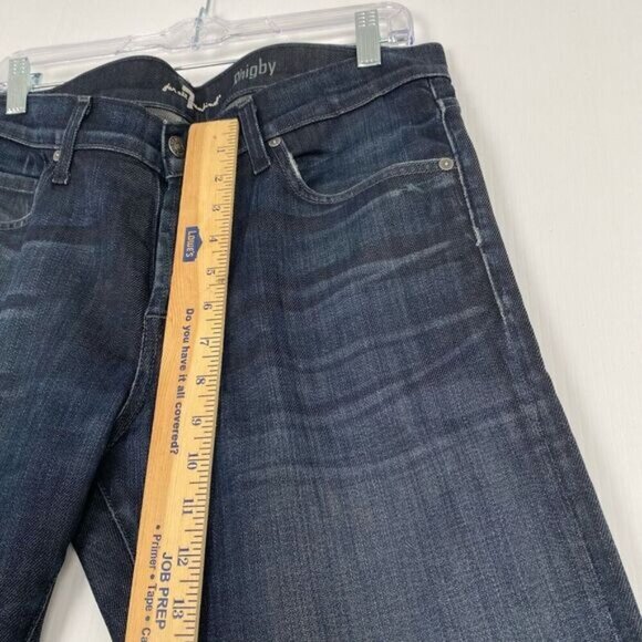 7 For All Mankind Men's Blue Jeans Size 33 Blue Rhigby Stretch.Buttons USA - Picture 4 of 12